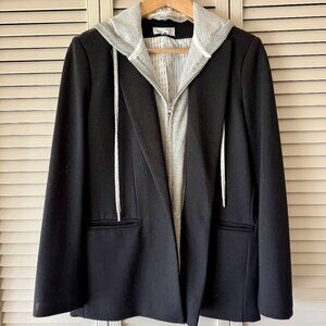 Evereve Black Blazer with Detachable Grey Hoodie Insert - Size M